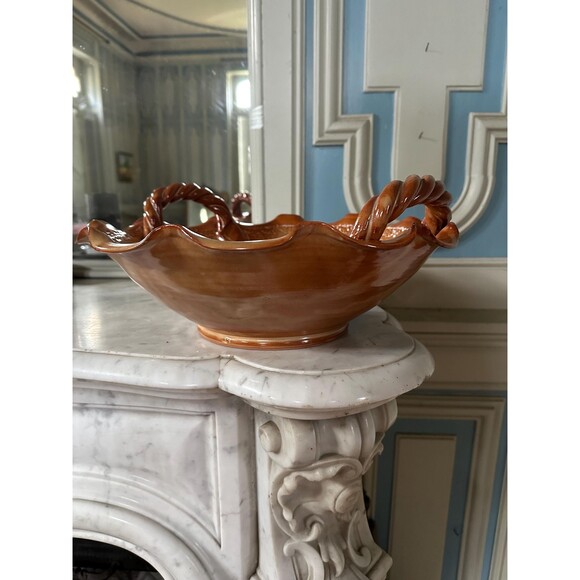 French vintage rustic decorative bowl large centerpiece or fruit bowl handmade - Picture 3 of 4
